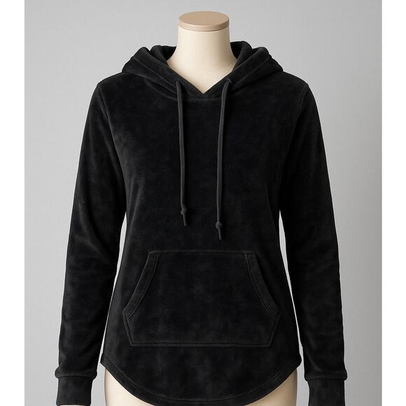 Absolutely‎ Famous Plush Black Hoodie Large Soft Fuzzy Pullover Cozy Loungewear - Picture 1 of 8